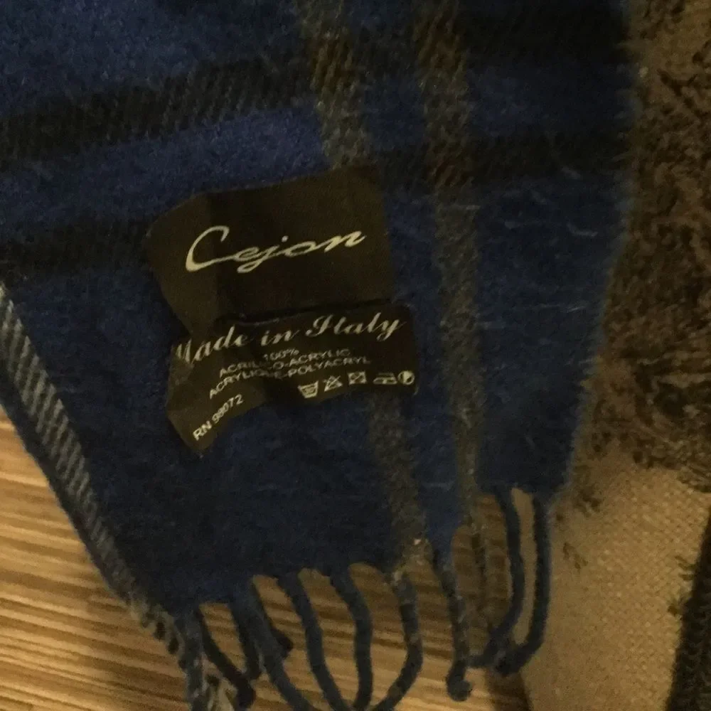 Cejon Made in Italy Plaid Bright Blue Scarf